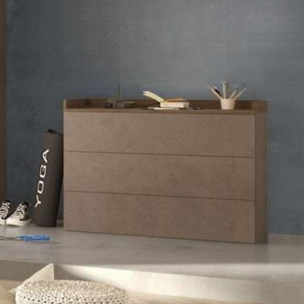 Com&ograve; Quinn 3 cassetti colore bronzo noce mercure