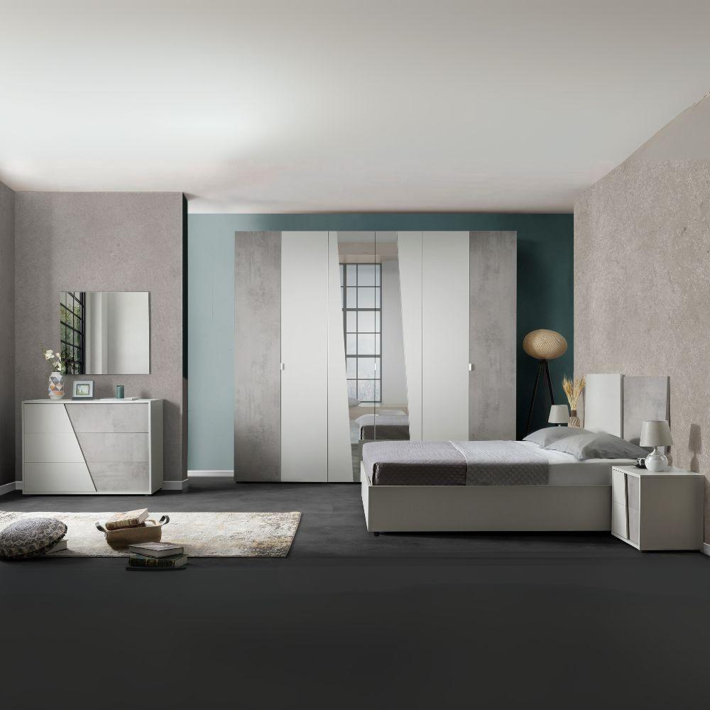 Camera da letto Fadri colore grigio ghiaccio e ossido grigio scuro