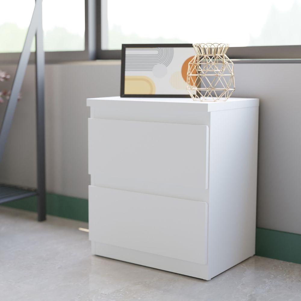 Comodino Morgan 2 cassetti 41.8 x 32.2 x H 49.3 cm. colore bianco