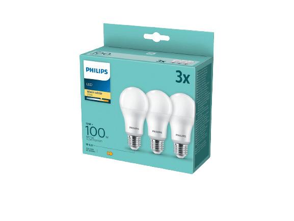 PACK DA 3 LAMPADINE PHILIPS 100W 6500K GOCCIA
