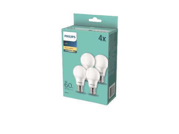 PACK DA 4 LAMPADINE PHILIPS 60W 2700K GOCCIA