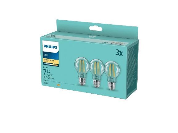 PACK DA 3 LAMPADINE PHILIPS DA 75W 2700K GOCCIA FILAMENTI