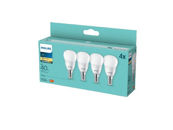 PACK DA 4 LAMPADINE PHILIPS 40W 2700K GOCCIA