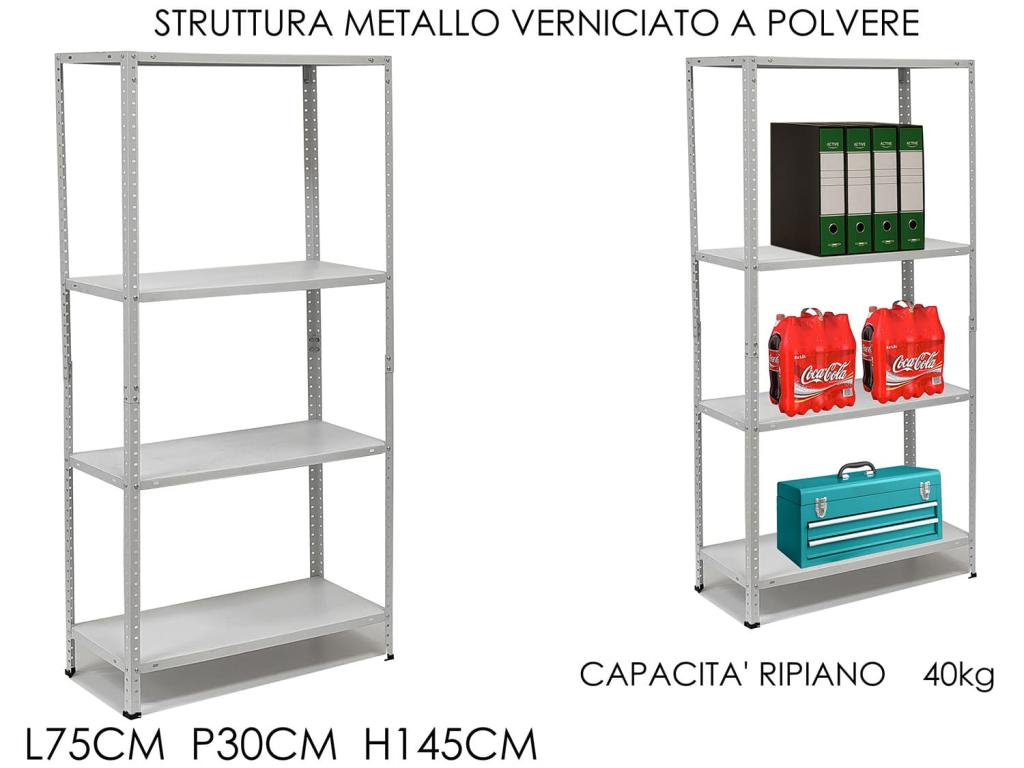 SCAFFALE IN METALLO 4 RIPIANI