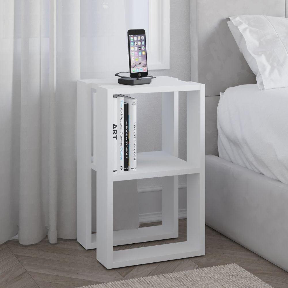 Tavolino comodino Lonie colore bianco